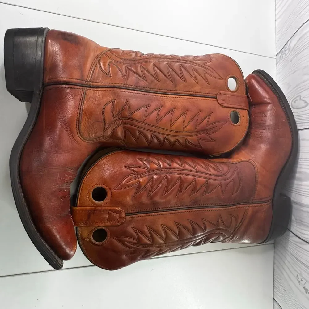 Vintage Biltrite Men’s Brown Leather Western Cowboy Boots 10D